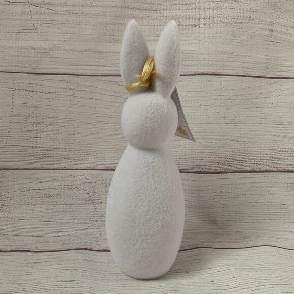 Bella Lux Spring Collection White Fuzzy Easter Bunny Rabbit with Rhinestone Bow - Picture 4 of 13
